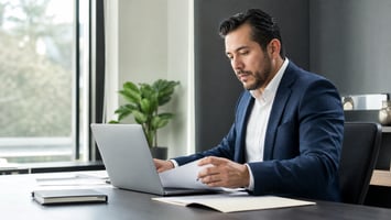 Microempresa mexicana revisando en una laptop la simplificación del trámite REPSE